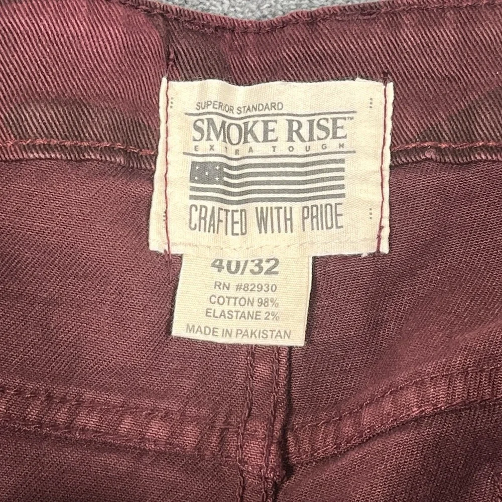 Smoke Rise Jeans Men 40x32 Red Burgundy Camo Straight Leg Slim Denim Moto Grunge